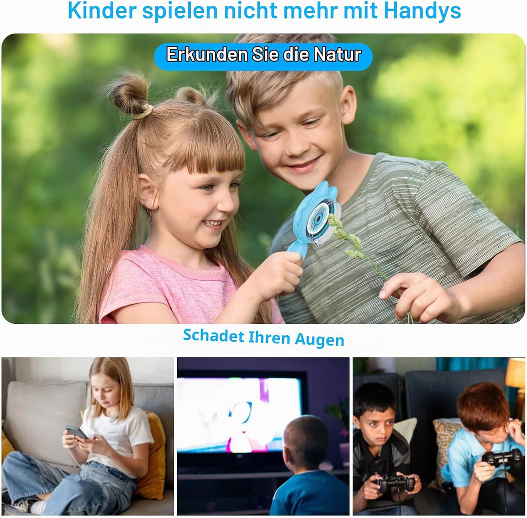 Mikroskop für Kinder, Ambesty Digitales Mikroskop mit 2,0 IPS Bildschirm, Wiederaufladbar Kindermikr