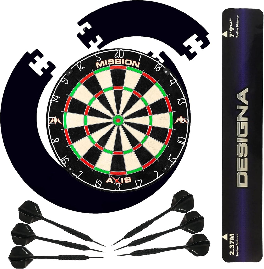 Mission Darts SU082 Axis Home Center | Darts und Dartscheibe Komplettpaket inkl. Surround und Oche m