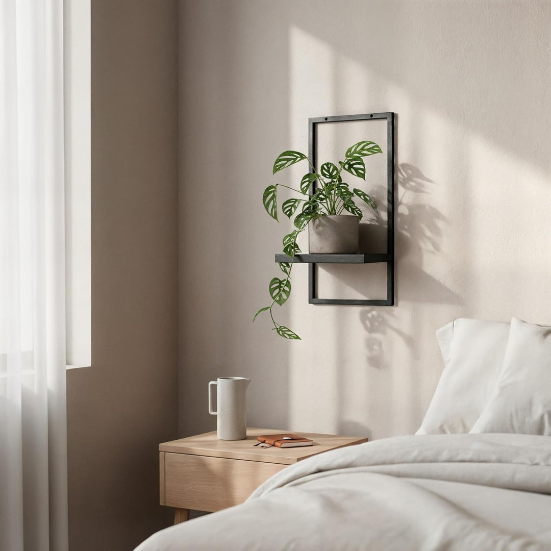 UNO RIPIANI Wandregal aus Metall – modernes Wandboard zur Wandmontage, pulverbeschichtet, 20×21×40 c