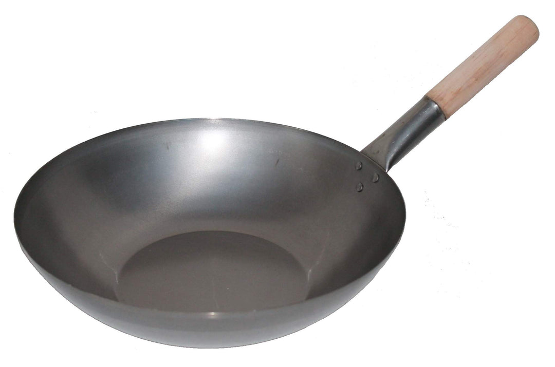 AAF Nommel ®, Wok Pfanne Flacher Boden Ø 40 cm aus Karbon Stahl, für Gas und Induktionskochfelder, m