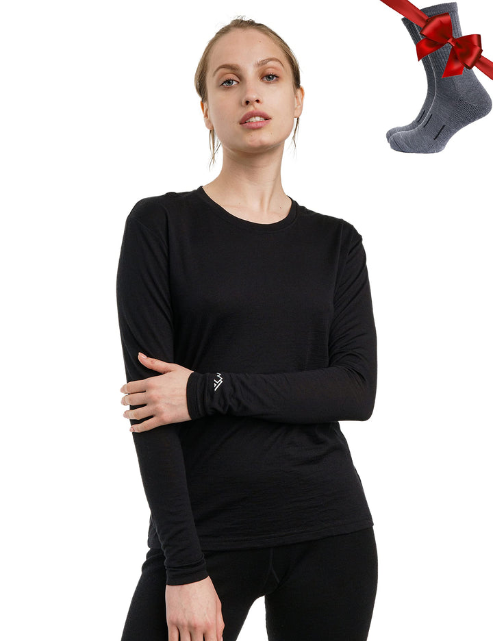 Merino.tech Merino Shirt Damen Langarm - Premium 100% Merino Unterwäsche Damen Langarmshirt, Sportun