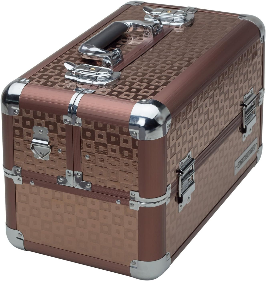 anndora Beauty Case Alu Kosmetikkoffer Schminkkoffer Werkzeugkoffer - Braun Karo Fs02 Braun / Braun,