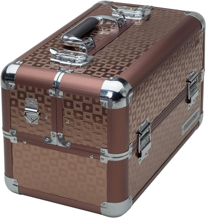 anndora Beauty Case Alu Kosmetikkoffer Schminkkoffer Werkzeugkoffer - Braun Karo Fs02 Braun / Braun,