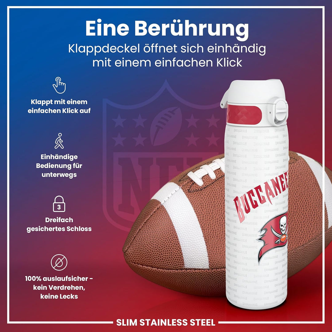 Ion8 Trinkflasche, 500 ml, Auslaufsicher, Einhandöffnung, Sichere Verriegelung, Spülmaschinenfest, T