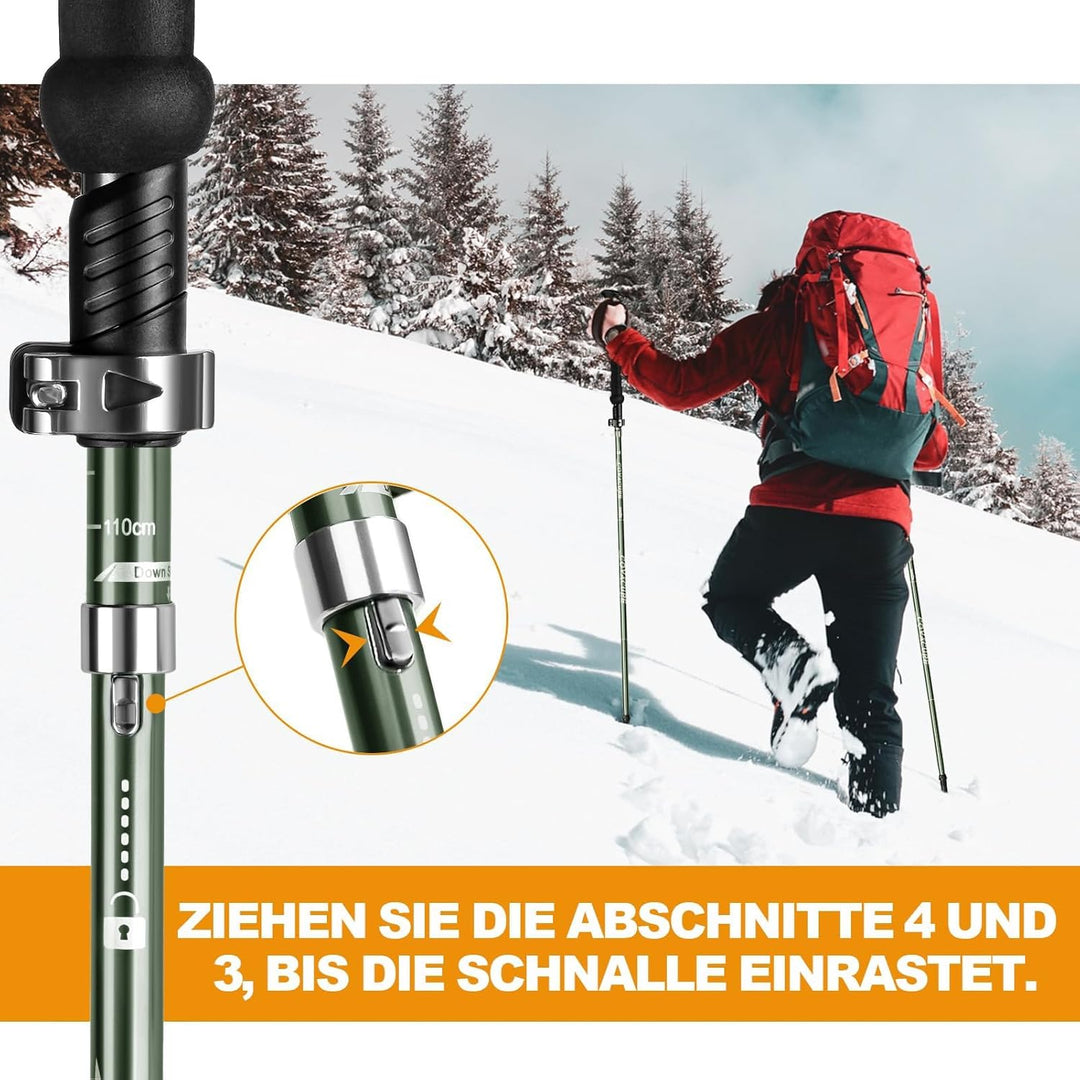 COVACURE Wanderstöcke Walking Stöcke Nordic Walking Stöcke - 110-130 cm Faltbar, Verstellbar, Telesk