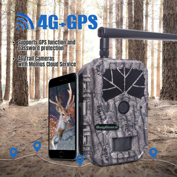 Wildkamera 36MP 4G, Kabellose Jagdkamera HD mit 940nm Infrarot-LED, Tarnmuster Trail Game Kamera Sco