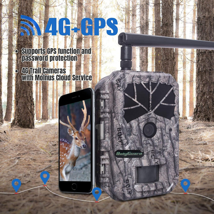 BolyGuard Camp Hight nach Camerage Camp 48MP 1080p HD HD Jagdkamera IP66 Kamera Nachtsicht Tiere 30m