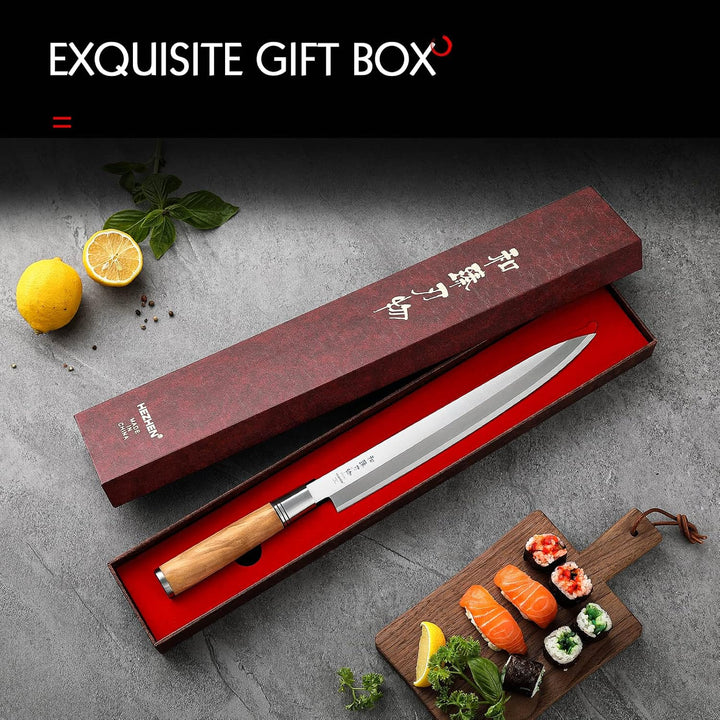 HEZHEN- 270mm Yanagiba-Messer,Japanischer Stil Schmieden von Stahl Sashimi-Messer,Sushi-Messer Filet