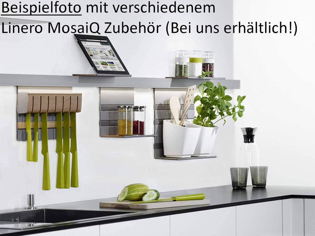Linero MosaiQ Starterset Profilleiste 1200 mm + Universalablage + 2er Hakenleiste Titangrau exklusiv