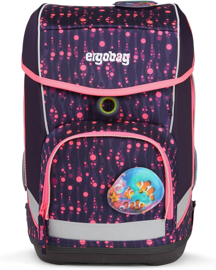 ergobag cubo Set ergonomischer Schulrucksack, Set 5-teilig Einheitsgrösse Bärmuda Viereck - Lila