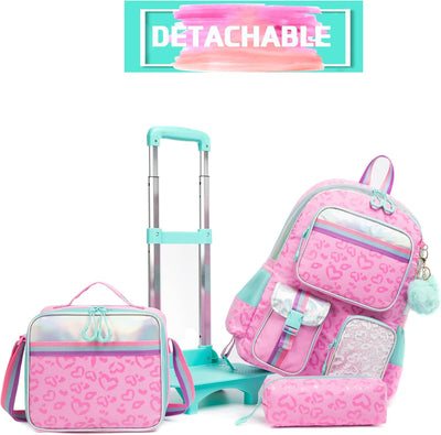 HTgroce Kinder Trolley Rucksack Schultasche Schulranzen Mädchen schultrolleys Schulrucksack Kinderko