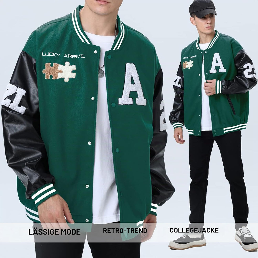 Eocicvvi Herren College Jacke Übergangsjacke Damen Freizeit Jacke Harajuku Stil Sportjacke Streetwea