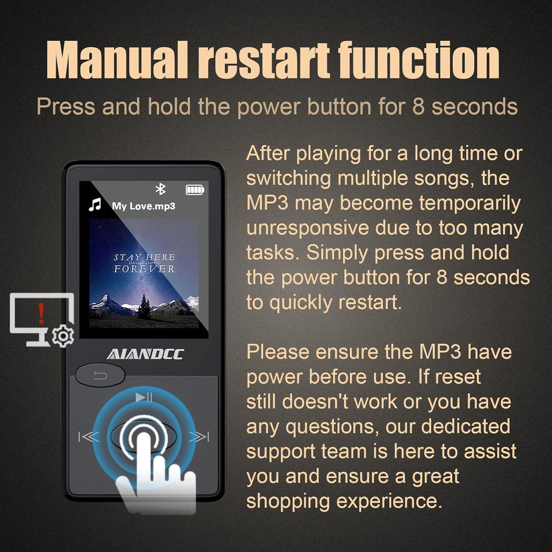 Mp3 Player Bluetooth 5.3 HiFi-Sound, Mp3 Player FM-Radio, Mini Mp3-Player 32G für Kinder und Erwachs