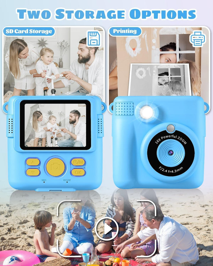 Kinderkamera Spielzeug, 2.4 Zoll Bildschirm DIY Sofortbildkamera Kinder, 1080P HD-Video Digitalkamer