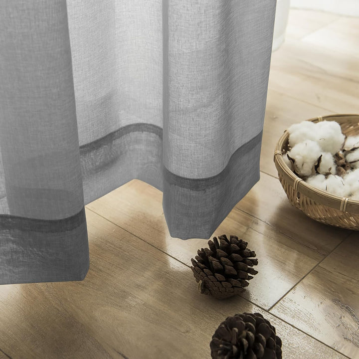 TOPICK Gardine Voile Vorhang Kurz Mit Ösen Sheer Vorhänge Transparent Gaze Paarig Ösenschals für Woh