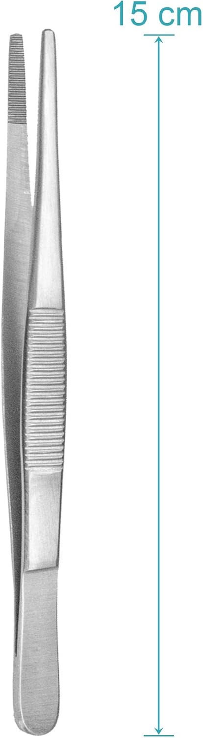 May - Set - 3 x Universal-Pinzette 15cm - Haushaltspinzette - gerade - runde Spitze - innen gerieft