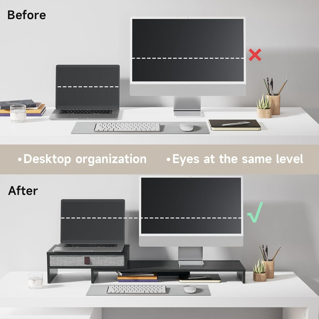 Fenge Dual Monitorständer Bildschirmständer mit Schublade für Computer TV Laptop, Monitorständer, Lä