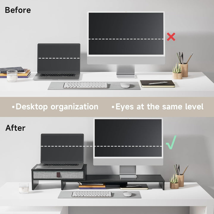 Fenge Dual Monitorständer Bildschirmständer mit Schublade für Computer TV Laptop, Monitorständer, Lä