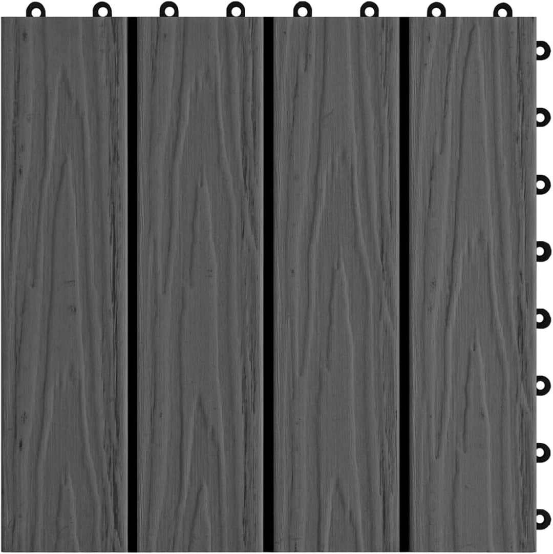 Festnight WPC Terrassendielen Terrassenplatten 30x30 cm 11er Spar Set für 1m² Schwarz in Holzoptik f