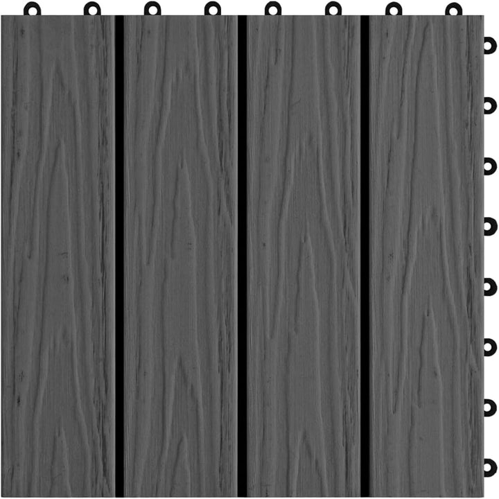 Festnight WPC Terrassendielen Terrassenplatten 30x30 cm 11er Spar Set für 1m² Schwarz in Holzoptik f