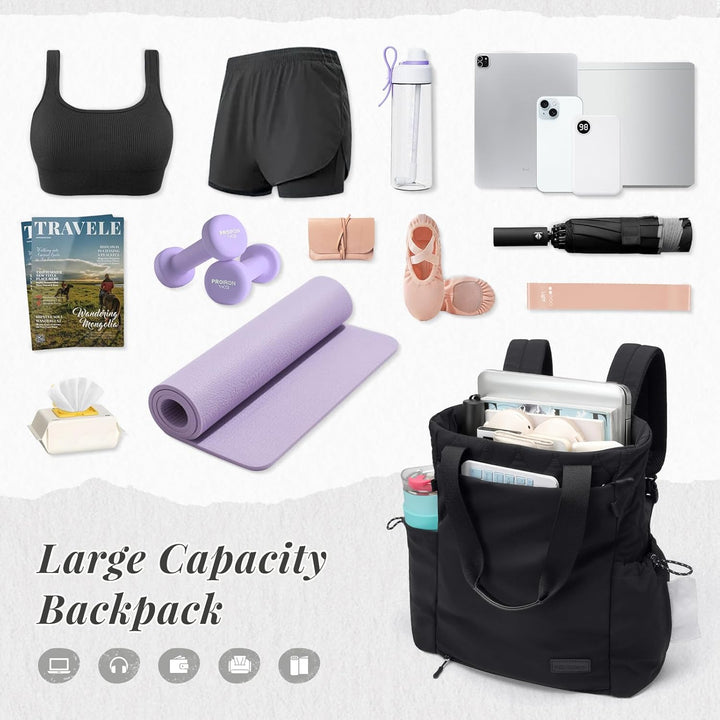GOLF SUPAGS Convertible Laptop Rucksack Damen Yogatasche Sporttasche, Gesteppte Tragetasche, Yogamat