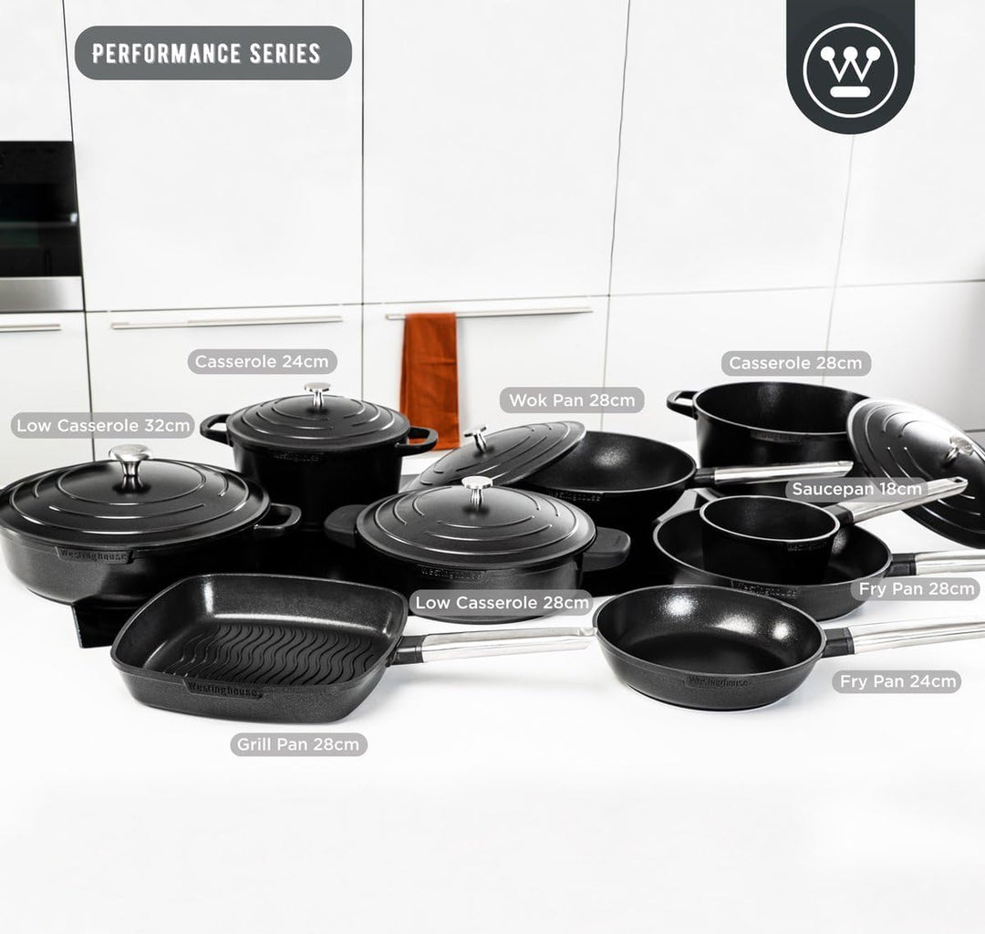 Westinghouse PERFORMANCE SERIES Schmorpfanne mit Deckel, Grosse Bratpfanne 32 cm für Induktion & all