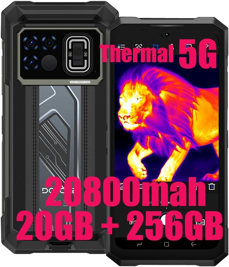 DOOGEE Fire 6 Max 5G Thermal Imaging Smartphone ohne Vertrag, 6.72" FHD+ Octa Core 20GB + 256GB, 208