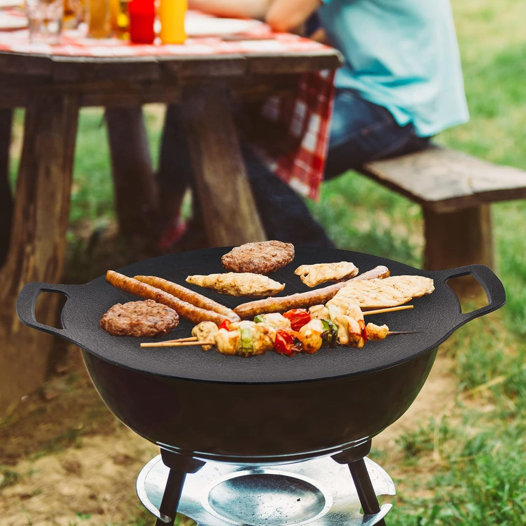 Zerodis BBQ-Grillpfanne, Runde Grillplatte aus Antihaftbeschichtetem Eisen für Camping (Gross: 50 cm