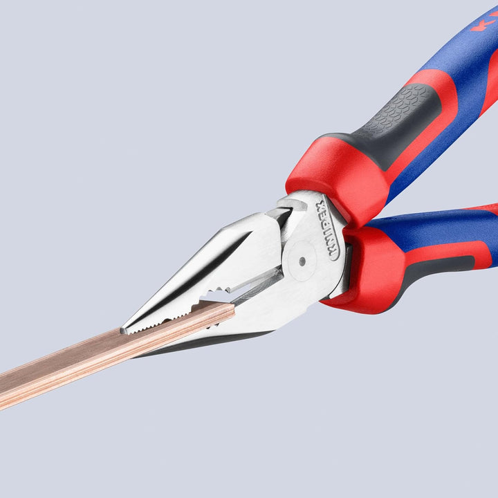 KNIPEX 08 25 185 Spitz-Kombizange mit Mehrkomponenten-Hüllen verchromt 185 mm