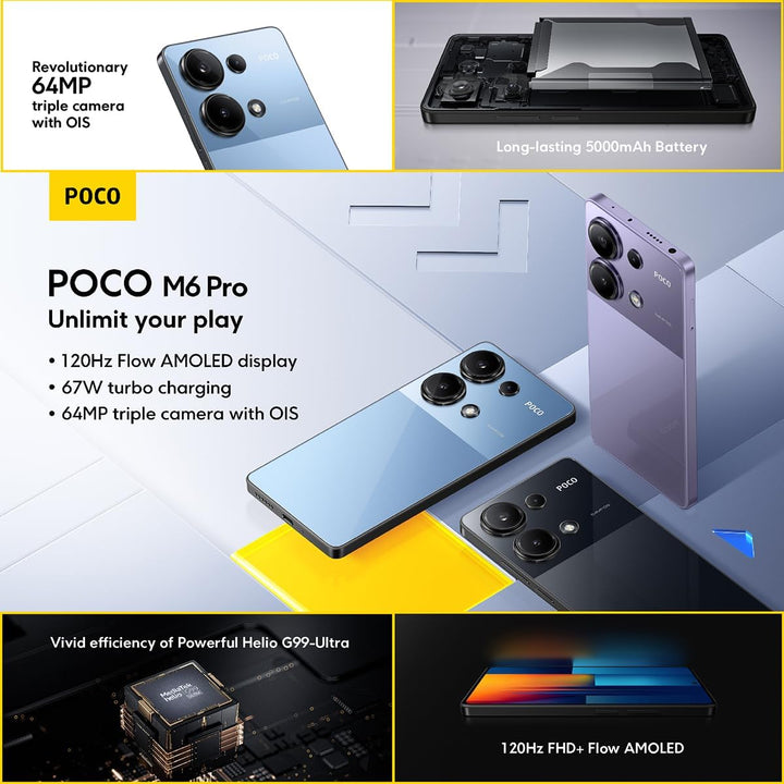 Poco M6 Pro Smartphone, 12+512GB Handy ohne Vertrag, 120Hz 6,67" AMOLED DotDisplay, 64MP OIS Dreifac