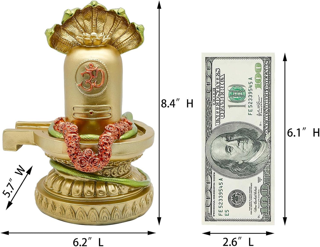 BangDa Bangda Hindu-Lord Shiva-Statue 6.3" X 5.9" X 8.5"H Shiva Lingam Gold, Gold