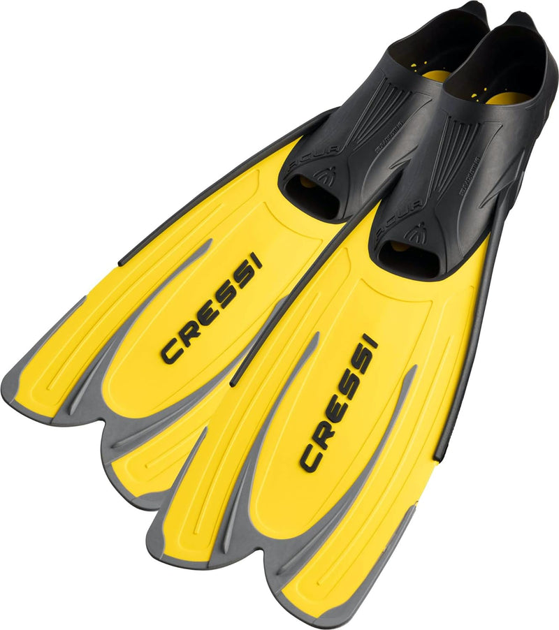 Cressi Agua Premium Flossen Self Adjusting zum Tauchen, Apnoe, Schnorcheln und Schwimmen Gelb 37/38