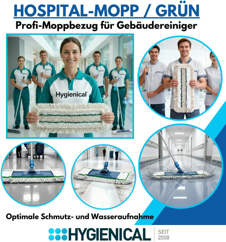Wischmopp Set für Krankenhäuser und Hospitale, Profi-Moppbezüge, Moppbezüge für Mopphalter, Schlinge