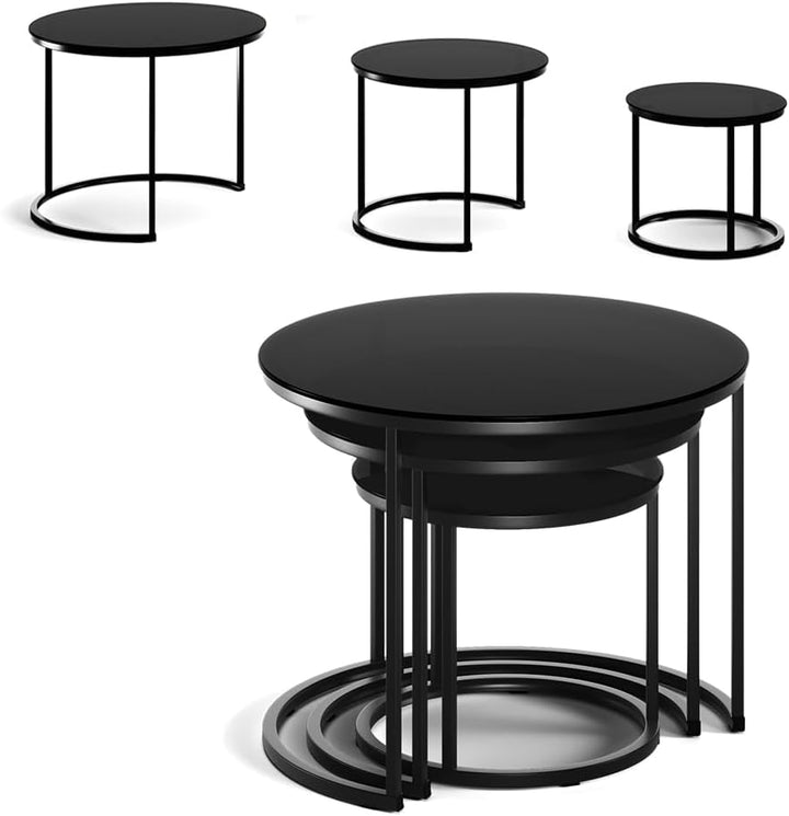 Vicco Couchtisch-Set Montreal, Glas, 55 x 55 cm 3 Teile Glas 3er Set, Glas 3er Set