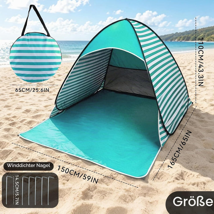 Pop Up Strandmuschel, Strandmuschel Pop Up Strandzelt, UV-Schutz 50+, geeignet für 2-3 Personen, ink