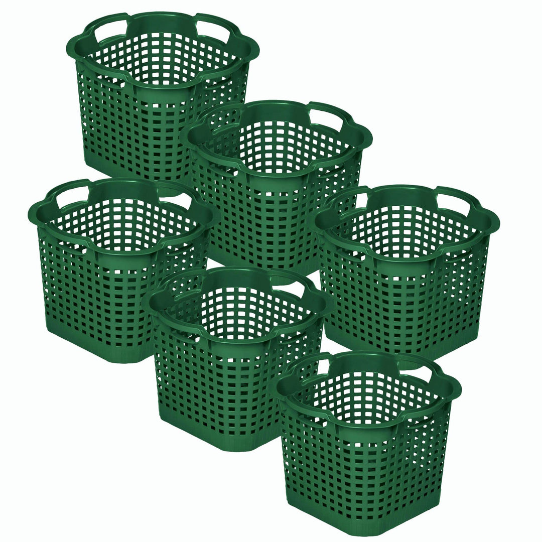 Novatool 6X Gartenkorb grün 25 L Erntekorb 40cm Drehstapelkorb Laubkorb Kunststoffkorb Mehrzweckkorb