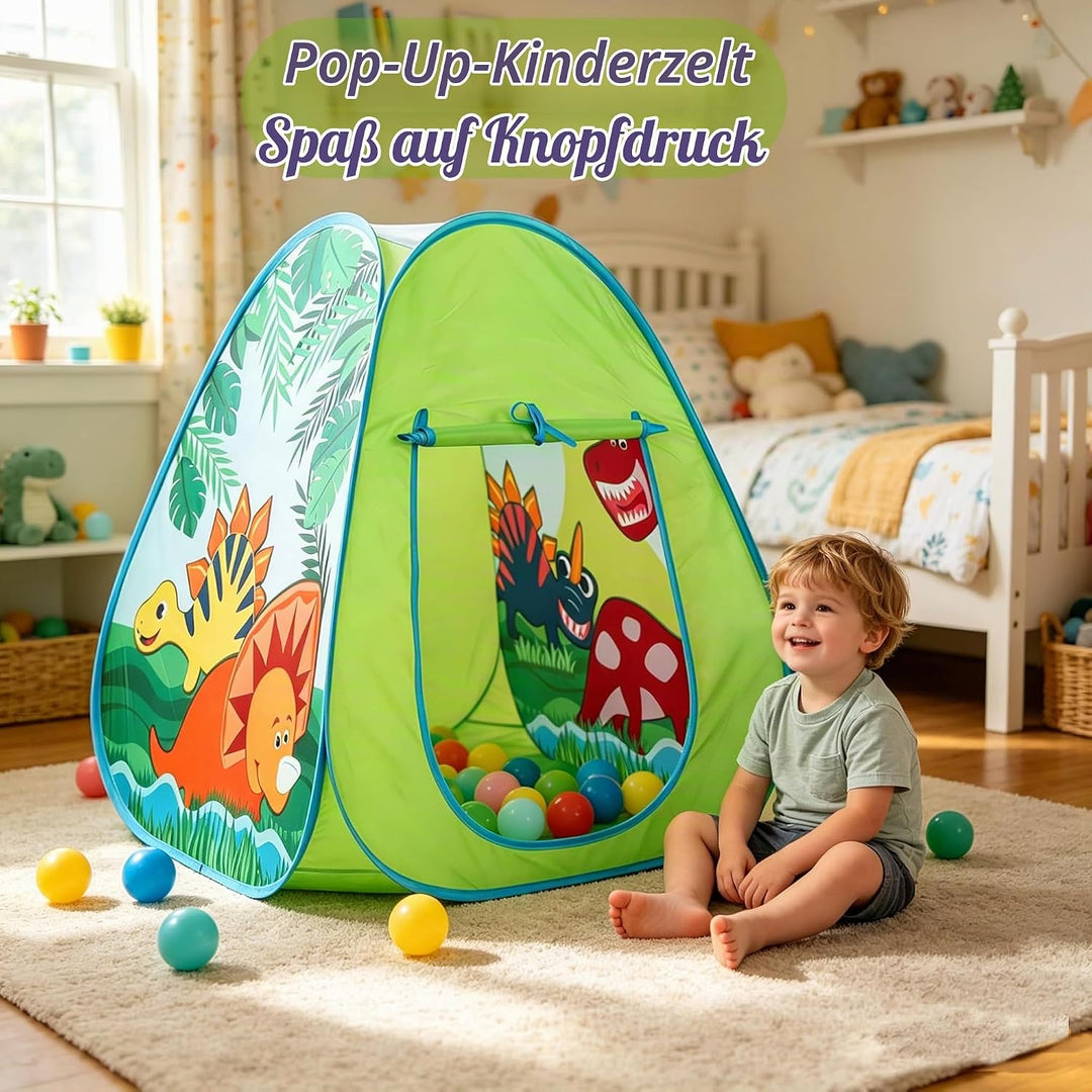 Pop Up Spielzelt Mit Dinosaurier-Motiv, Spielhaus für Kinder Drinnen &amp; Draussen, Faltbares Zelt Für