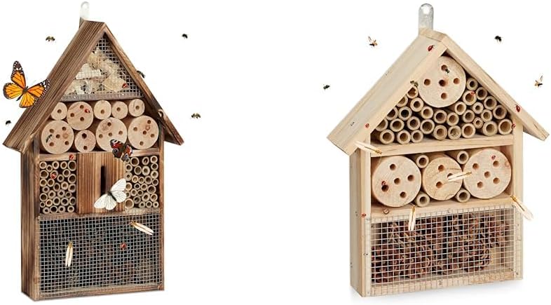 Relaxdays Insektenhotel 50 cm gross, Zum Aufhängen & Insektenhotel Bausatz, Insektenhaus für Käfer,