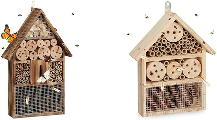 Relaxdays Insektenhotel 50 cm gross, Zum Aufhängen & Insektenhotel Bausatz, Insektenhaus für Käfer,
