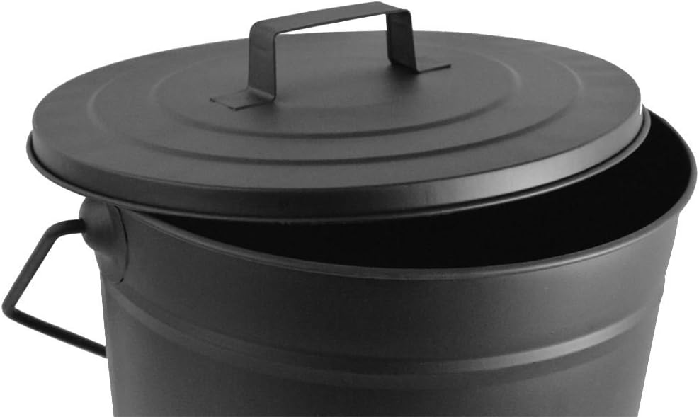 Home Discount® Ascheneimer, Kohle-/Holz-Eimer mit Deckel, schwarz