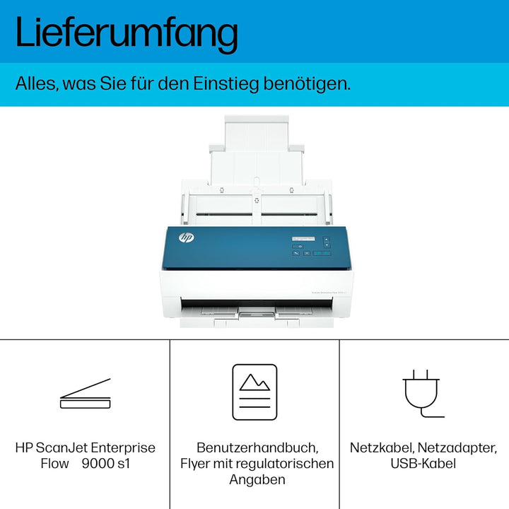 HP ScanJet Enterprise Flow 9000 s1, Scanner, bis A3, ADF für bis zu 100 Blatt, USB 3.0, LCD-Display,