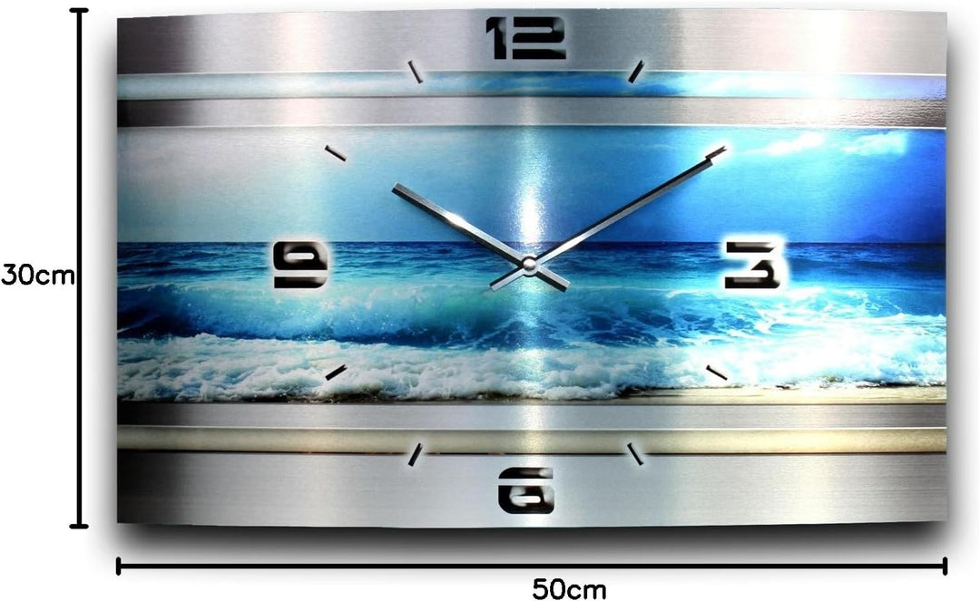 Kreative Feder Blue Ocean Metallic Designer Funk Wanduhr Funkuhr modernes Design * Made in Germany*