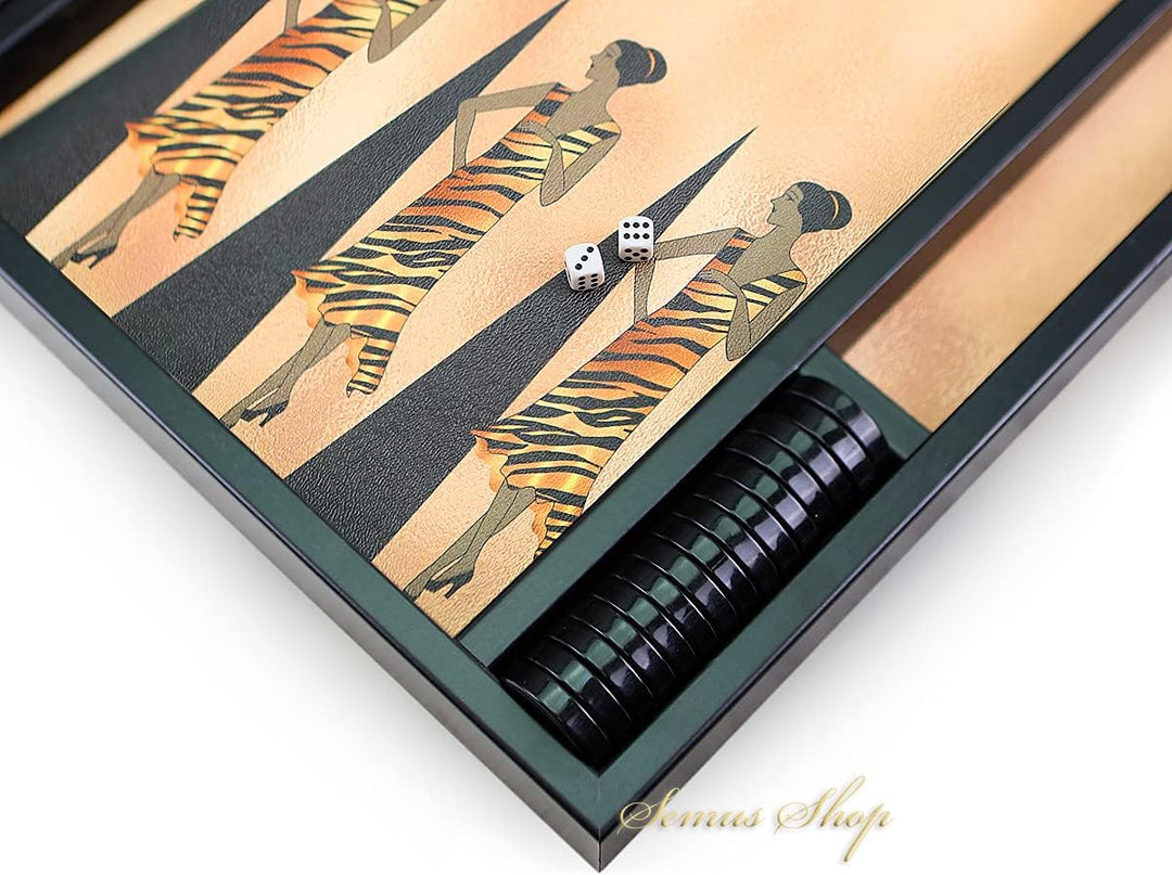 Luxus Designer Backgammon Tavla XXL Gesellschaftsspiele Safari