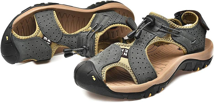 rismart Herren Closed Zu Draussen Sport Trekking Schuhe Leder Sandalen 39 EU Dunkelgrau, 39 EU Dunke