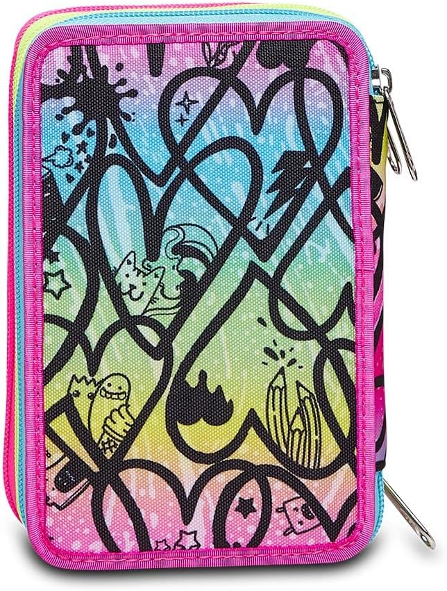 Seven Federmäppchen, Mäppchen, Mehrfarbig, Federtasche für Schreibwaren, Etui komplett mit Bleistift