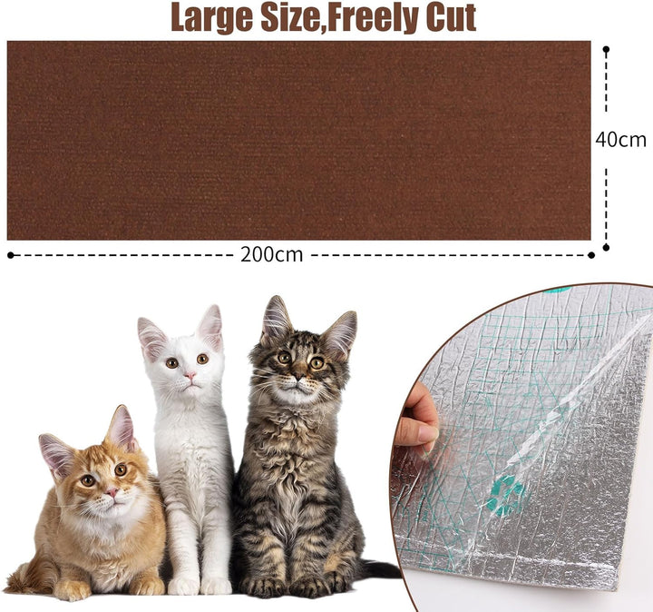 Selbstklebend Kratzmatte Katze, 200cmx40cm DIY Kratzbrett Katze, Kratzschutz Sofa Katze, Kratzbrett