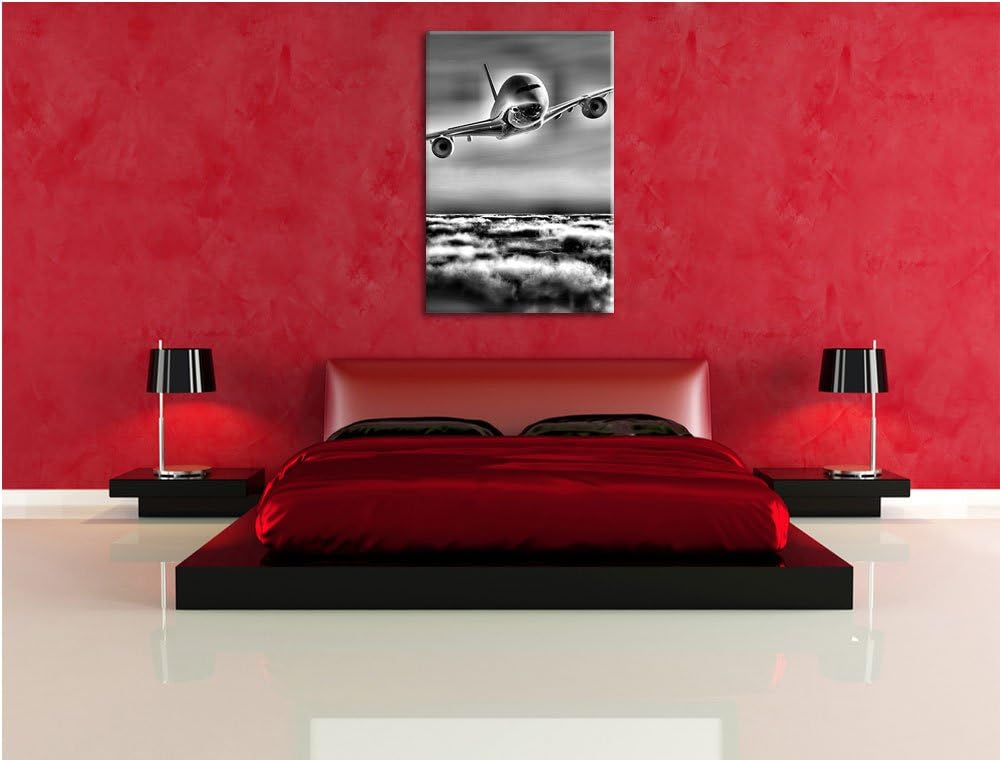 Pixxprint Flugzeug über den Wolken 100x70cm Leinwandbild Wandbild Kunstdruck, 100x70