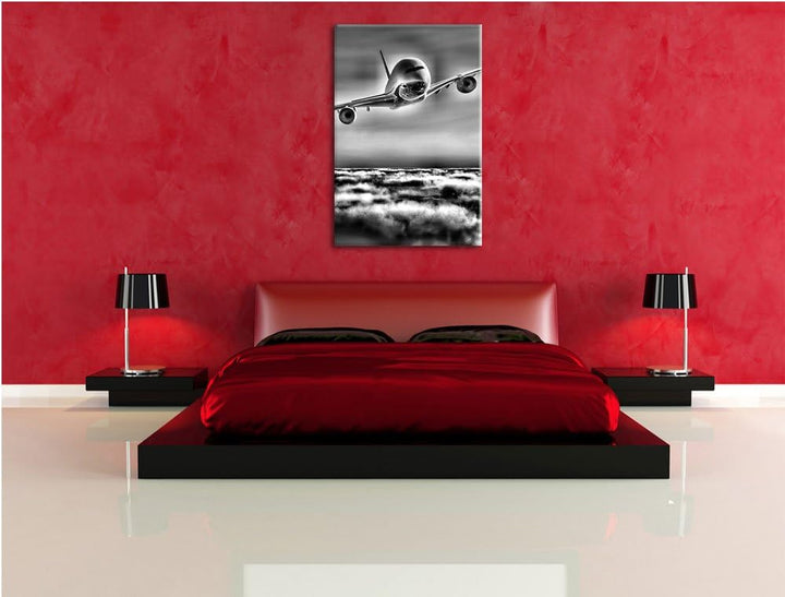 Pixxprint Flugzeug über den Wolken 100x70cm Leinwandbild Wandbild Kunstdruck, 100x70