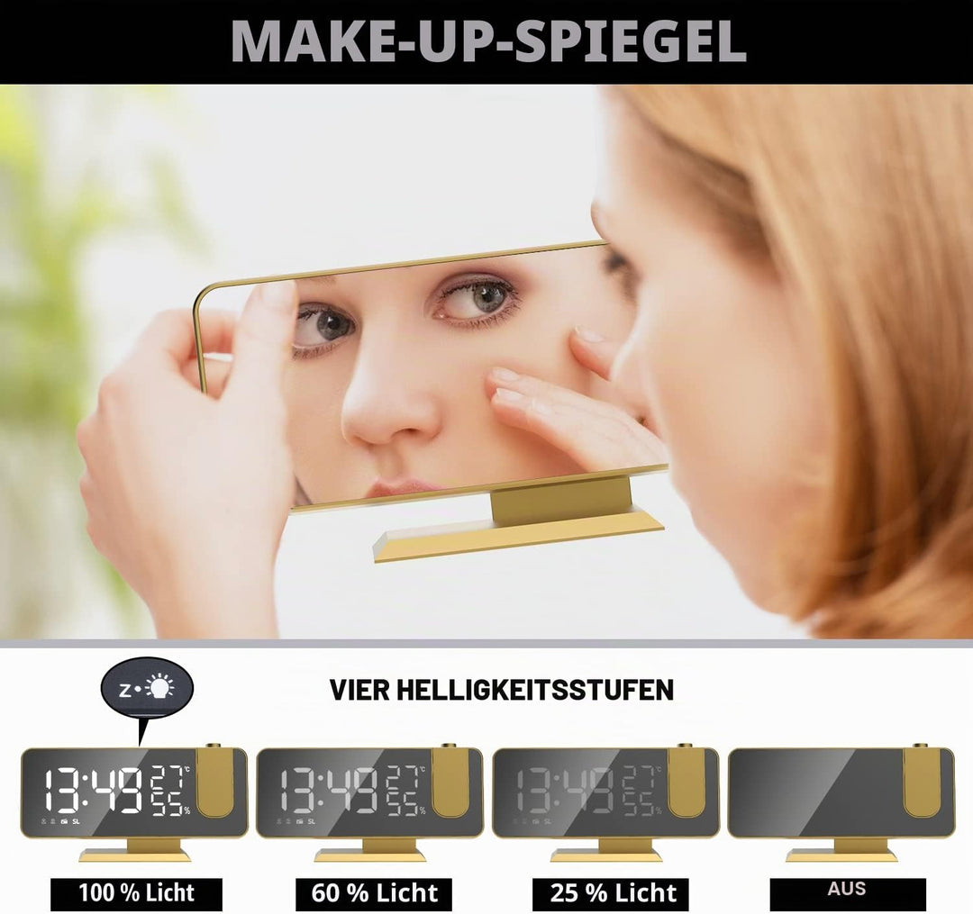 Wecker mit Projektion Radiowecker-Digitaler Projektionswecker mit USB-Anschluss, 7.5 Zoll grosses Sp