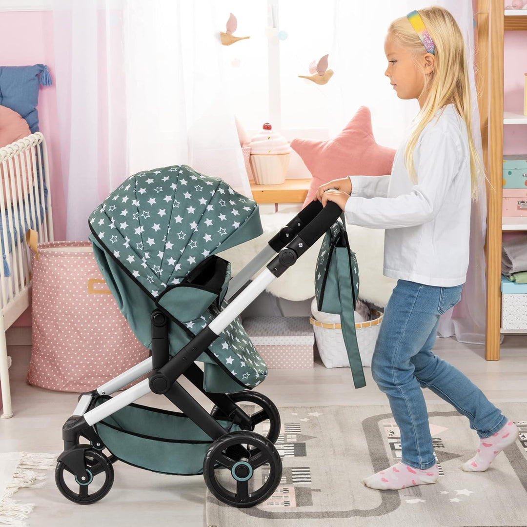 Bayer Design 17058AA Puppenwagen Xeo mit Tasche, höhenverstellbarer Griff, Schwenkschieber, wandelba